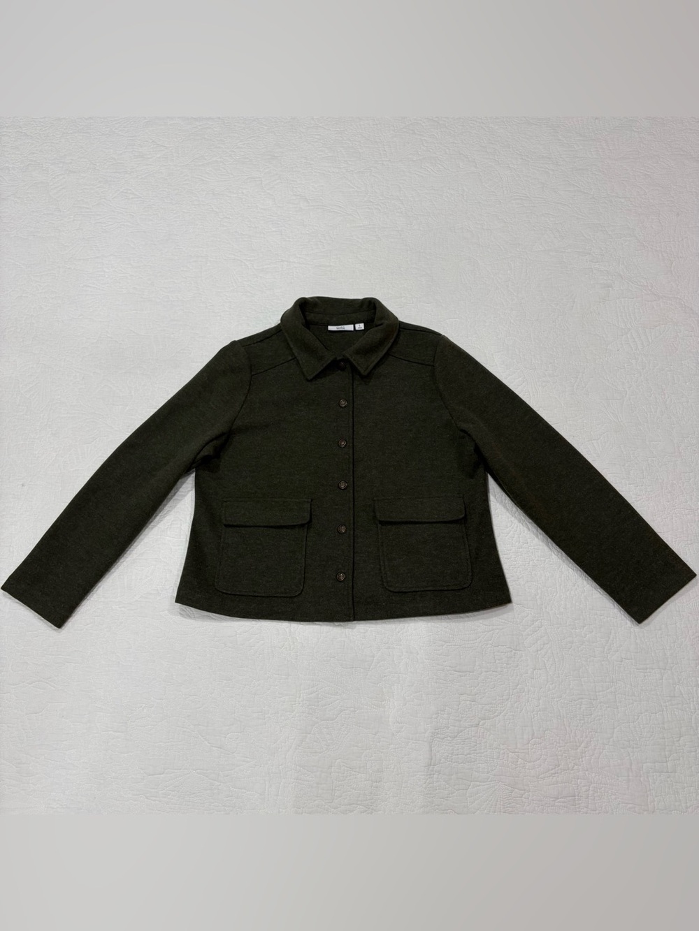 Croft & Barrow Women’s Large Green Button Front Jacket Utility Pockets Structure